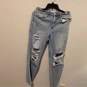 Flying Monkey. Distressed Light Blue Women's Jeans. Item } 11176 High rise.